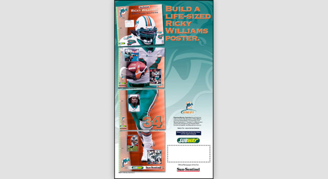 Sun-Sentinel / Miami Dolphin Poster / Subway &#8211; Cross Promotion / Print Campaign